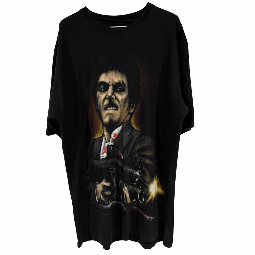 Scarface Say Hello To My Little Friend Airbrush Graphic T Shirt Mens 2XL 34x24